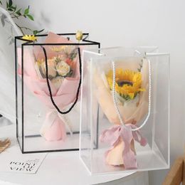 Gift Wrap 10pcs Transparent Bag Flowers Bouquet Bags Portable Handheld Wedding Party For Guest Baby Shower Birthday Supplies