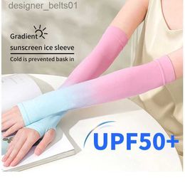 Sleevelet Arm Sleeves 1Pair Gradient Ice Sleeve Sunscreen Arm Sleeves Arm Guard Ice Silk Covers Oversleeve UV Protection Cycling and Driving Women MenL231216