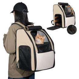 Cat Carriers Crates Houses Pet Cat Bag Breathable Canvas Portable Cat Backpack Outdoor Travel Transport Bag For Cats And Puppy Carrying Pet Supplies 231215