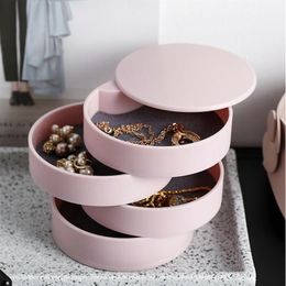 Storage Bottles & Jars Design Fashion Women Jewellery Box 4-Layer Rotatable Accessory Tray With Lid Birthday Gift For286f
