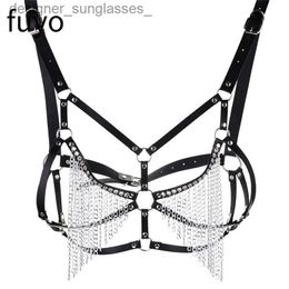 Other Fashion Accessories 2021 Pu Leather Chain Harness Bo Chest Goth Punk Sexy Chain Necklace Women Festival Fashion Necklaces Chains Cage BondageL231215