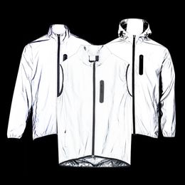 Cycling Jackets WOSAWE Full Reflective Cycling Sets Jacket Set Night Glowing Bomber Jacket Bike Windbreaker Travel Sport Cycling Clothing 231216