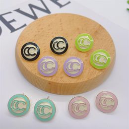 Luxury Brand Designers Letters Ear Stud Candy Colour Round Stainless Steel Geometric Famous Women Steel Seal Print High-Quality Ear211E