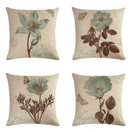 Pillow Wholesale High Quality Wedding Gift Decor Pillowcase Nordic Vintage Blue Flowers Postmark Home Office Car Sofa CoverH773