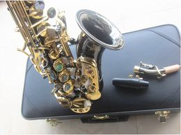 New Curved Saxophone Soprano Sax S-991 Bb Black nickel Brass Sax Professional musical instrument With Case Accessories