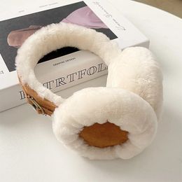 Ear Muffs Wool Ear Warmer Winter Sheepskin Ear Muffs for Women Men Soft Warm Solid Earflap Outdoor Cold Protection EarMuffs Ear Cover 231215