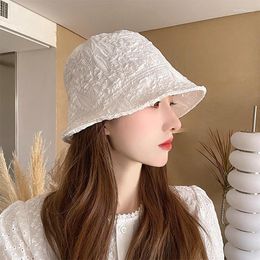 Berets Summer Thin Irregular Brim Bucket Hat For Women Lady JK Korean Foldable Panama Fishemen Cap Outdoor Beach Tour Sun Visors Hats