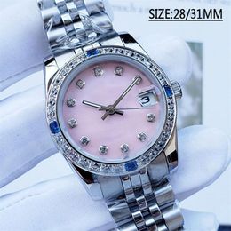 Women watch 28 31MM Full Stainless steel Automatic Mechanical diamond bezel Luminous Waterproof Lady Wristwatches fashion clothes 241B