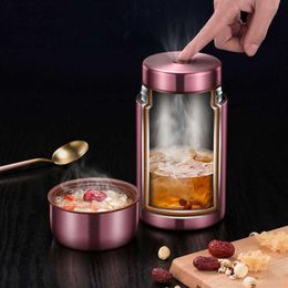 BOAONI 800ml 1000ml Food Thermal Jar Vacuum Insulated Soup Thermos Containers 316 Stainless Steel Lunch Box with Folding Spoon 210245z