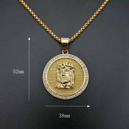 Hip Hop Gold Colour Stainless Steel Jesus Piece Pendants Necklaces for Men Rapper Jewellery Drop 221I