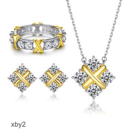 Charm Bracelets Sterling Silver Jewelry Set Women's Three Piece T Family Sky Star Ring S925 X Letter Earrings Small Diamond Necklace 2024 DESIGNERS