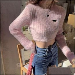 Women'S Sweaters Woman Sweaters Fur Top Women Sweater Short Style Knits Tees For Lady Slim Jumpers Shirt Design S-Xl Drop Delivery App Dhpzx