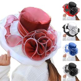 Wide Brim Hats Spring Summer Mesh Sunshade Hat Flower Temperament Wedding Dress Sun Dome Large Fashion For Mens Beach