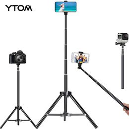 Holders YTOM Aluminium Tripod With Control For iphone Gopro Xiaomi Huawei Cell Phone Live Photography Selfie Tripod For Ring Light Camera