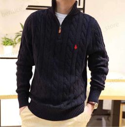 Men's Sweaters Mens Sweater Designer Polo Half Zipper Ralphs Hoodie Long Sleeve Knitted Horse Twist High Collar Men Woman Laurens Embroidery Fashion 9925ess