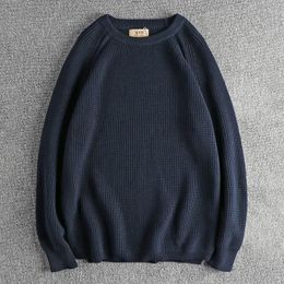 Men's Sweaters 2023 Thick Woven Trend Solid Colour Knit Sweater with Hem Slit Design and a Sense of Youth Pullover Top Wear 562