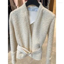 Women's Knits Limiguyue High Quality Luxury Women Sweater Jacket Autumn Winter Long Sleeve Cashmere Knit Cardigan Belt Wool Knitwear Coat