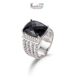 Rings Dy ed Wire Prismatic Black Ring Women Fashion Platinum Plated Micro Diamond Trend Versatile Style2948