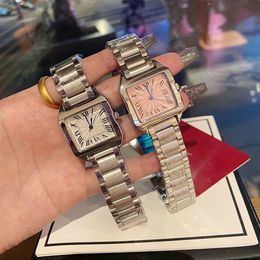 Fashion Full Brand Wrist Watches Women Ladies Girl Popular Square Style Luxury Steel Metal Band Quartz Tank Luxury With Logo Clock2399