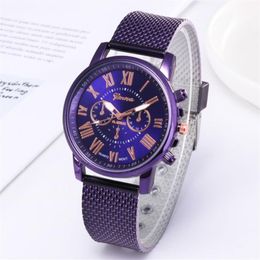 SHSHD Brand Geneva Mens Watch Contracted Double Layer Quartz Watches Plastic Mesh Belt Wristwatches Colourful Choice Gift237z