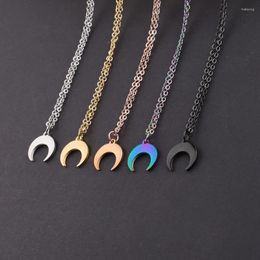 Pendant Necklaces 10pcs 45cm Mirror Polished Stainless Steel Personality Crescent Horn Necklace Fashion Metal Women Jewellery