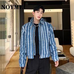 Men's Jackets NOYMEI Korean Style Niche Chic Striped Tassel Denim Jacket Men All-match 2024 Autumn Temperament Male Coat Fashion WA2837 231215