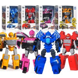 Transformation toys Robots 4pcsset Mini Force Transformation Robot Toys Action Figures MiniForce X Volt Simulation Car Aeroplane Deformation Mini Agent Toy 231216