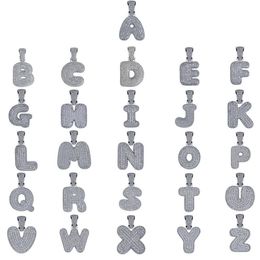 Hip Hop Iced Out Costom Bubble Letters Pendant Necklace Micro Pave Zircon with Rope Chian DIY Jewelry2338