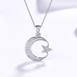 Necklaces Sodrov 925 Sterling Silver Moon and Star Pendant Necklace for Women Silver Jewellery Moon Necklace crescent moon necklace