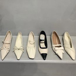 Dress Shoes Bailamos 2023 Spring Flats Fashion Bow knot Casual Women Loafers Pointed Toe Shallow Slip On Elegant Ballerina 231216