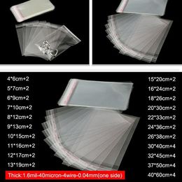 100pcs Thicken Clear Self-adhesive Cellophane Bag Self Sealing Small Plastic Bags Packing Resealable jewelry Packaging Pouch2336