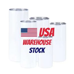 US CA STOCK 20oz Car Tumblers Sublimation Blanks White Stainless Steel Large Capacity Male And Female Students Water Bottles g1216