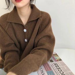Women's Knits Lazy Style Sweater Jacket For Women Autumn And Winter Korean Version Retro Foreign Loose Fitting