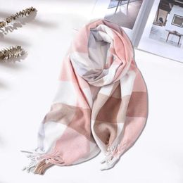 Scarves Coat Decoration Scarf Winter For Women Double-sided Plush Tassel Wide Long Thick Windproof Shawl With Decorative Plaid