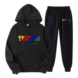Sports wear men's technology trapstar printed hoodie, European and American basketball and rugby two-piece set, paired with women's long sleeved pants hoodie