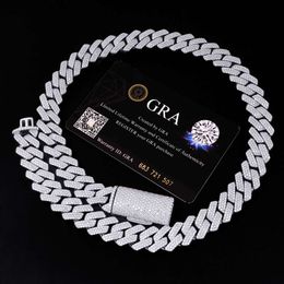 Popular Design Iced Out Link Moissanite Diamond GRA Certificated Sliver Hip Hop Cuban Chain Necklace Jewellery