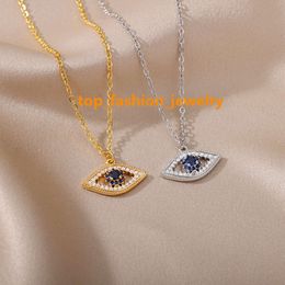 Luxury Fashion Evil Eye 18k Gold Plated Zircon Pendant Choker Necklace for Mom Wife Girls