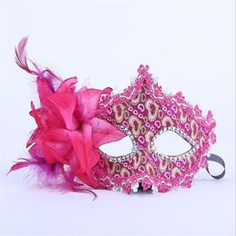 Party Flower Mask Halloween Venetian Masquerade QERFORMANCE Party Leather Patch Gold Pink Lace Mask GB418207x