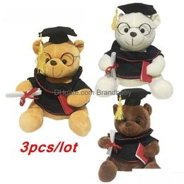 Plush Dolls 3 Pcs Lot Dr. Cap Beruang Mainan Mewah Lucu Kualitas Tinggi Boneka Lembut Teddy Bear Untuk Anak-Anak Ang Tahun Hadiah Drop Dh2Zq