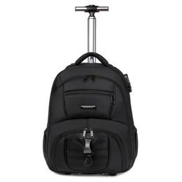 School Bags 18 Inch Travel Trolley Bag Men Rolling Backpack Wheeled With Wheels Luggage For Teenagers229g