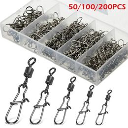 Fishing Accessories 50/100/200Pcs Set Fishing Connector Swivels Interlock Pin Snap Rolling Swivel for Fishhook Lure Carp Fishing Accessories 231216