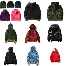 Mens Designer Hoodies zip up shark jackets long sleeve hooded coats Loose Camouflage Jacket print woman hoody1