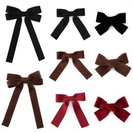 Hair Accessories 001O Plaid Velvet Tape Bows Cute Hairpins Girls Duckbilled Clips Barrettes Clip Kids Headwear Fashion Accessore