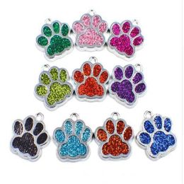 Whole 50pcs lot Bling dog bear paw print hang pendant charms fit for diy keychains necklace fashion jewelrys182p