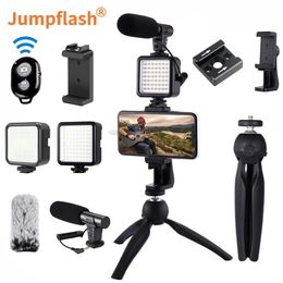 Holders Jumpflash Vlog Tripod Vlogging Kits Live Selfie Fill Light with Remote Control Microphone LED Light for DSLR SLR Phone