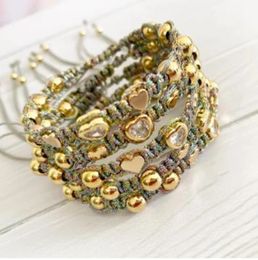 Bangle 5Pcs Fashion Zircon Love Heart Braid Bracelet Jewelry Gift For Friend Thread Handmade Women Couples Jewellery 231215