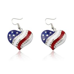 America Flag July 4th Heart Drop Earrings American flag Heart shape earrings251e