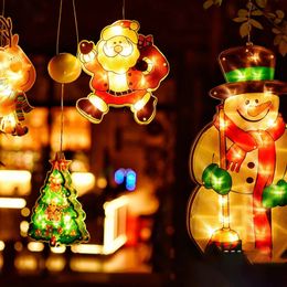 Christmas Decorations LED Sucker Light Decoration Santa Claus Snowman Shaped Lights Window Tree Small 231216