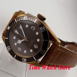 Wristwatches 41mm Coffee Sterial Dial Gold Marks PVD Case Sapphire Glass MIYOTA Automatic Men's Watch265e