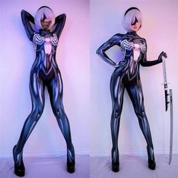 Halloween Adult Kids Black Venom Cosplay Costume Party Female Girls Woman Superhero Zentai Bodysuit G09252789